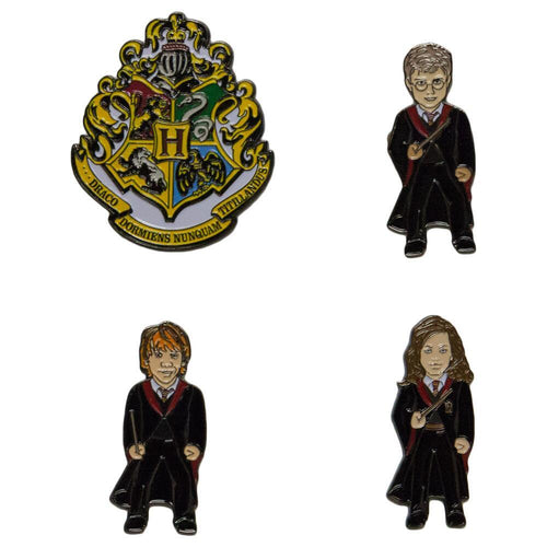 4-Pack Hogwarts Crest & Characters Pin Set