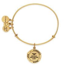 Load image into Gallery viewer, Additional image of ALEX AND ANI Wonder Woman Gold Logo Charm Bangle