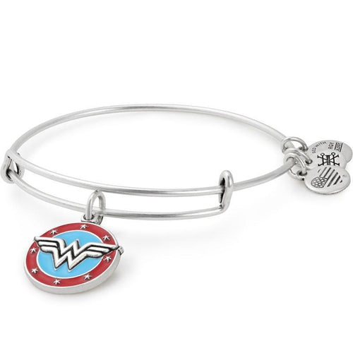 ALEX AND ANI Wonder Woman Silver Logo Charm Bangle